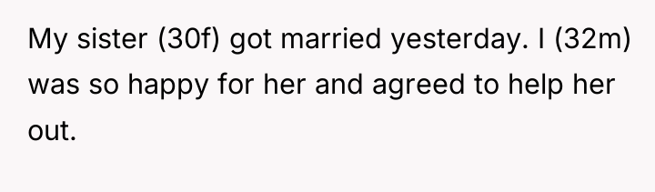 My sister (30f) got married yesterday. I (32m) was so...