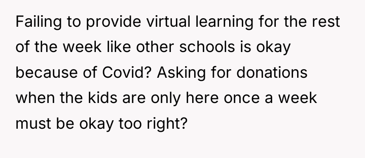 Failing to provide virtual learning for the rest of the...