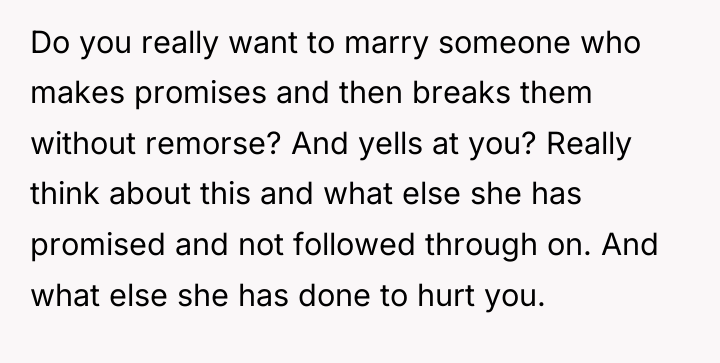 Do you really want to marry someone who makes promises...