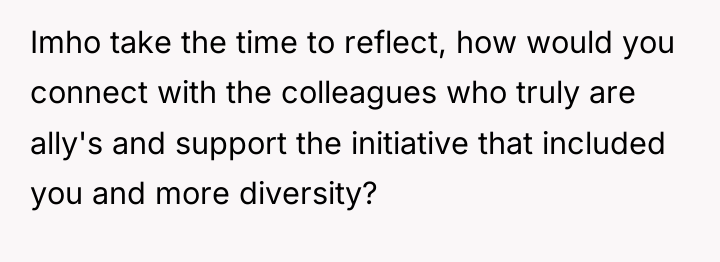 Imho take the time to reflect, how would you connect...