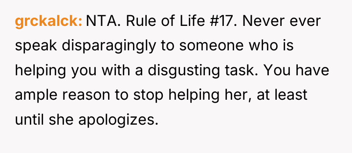 grckalck NTA. Rule of Life #17. Never ever speak disparagingly...