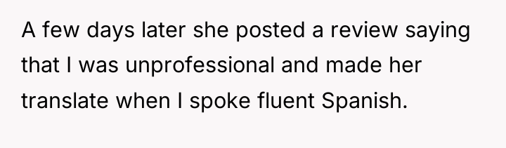 A few days later she posted a review saying that...