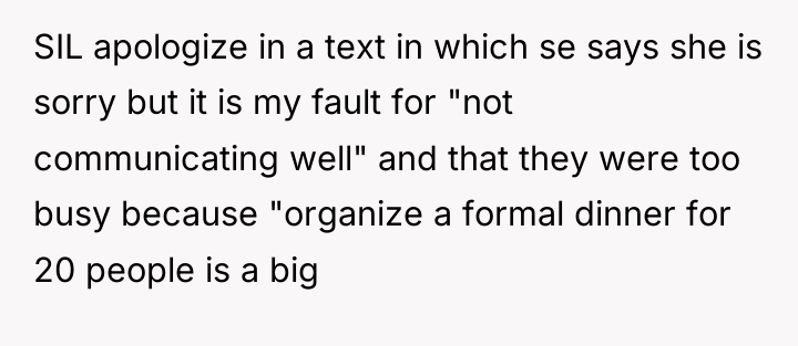 SIL apologize in a text in which se says she...