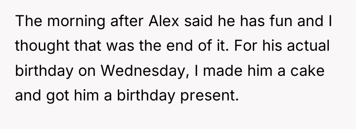 The morning after Alex said he has fun and I...