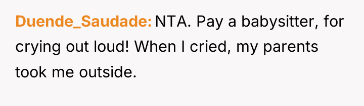 Duende_Saudade NTA. Pay a babysitter, for crying out loud! When...