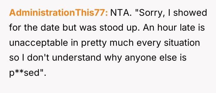 AdministrationThis77 NTA. "Sorry, I showed for the date but was...