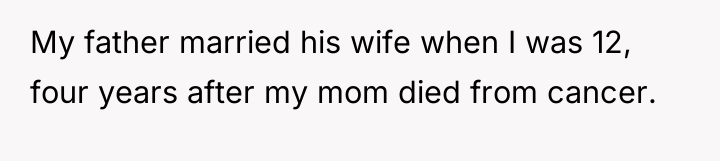 My father married his wife when I was 12, four...