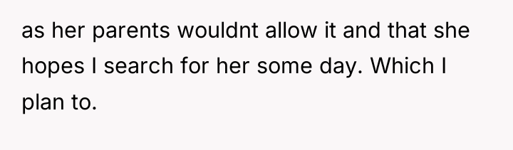 as her parents wouldnt allow it and that she hopes...
