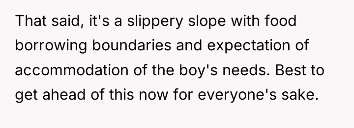 That said, it's a slippery slope with food borrowing boundaries...