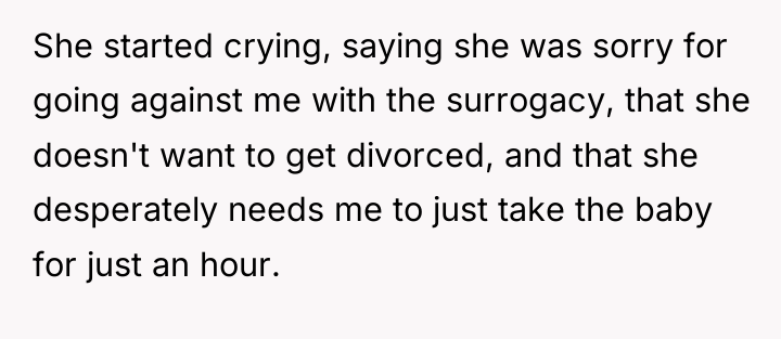 She started crying, saying she was sorry for going against...