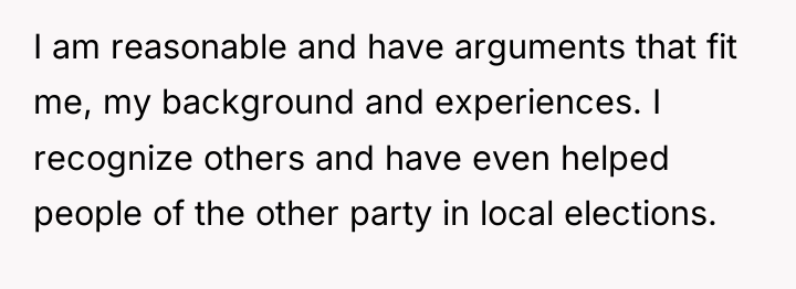 I am reasonable and have arguments that fit me, my...