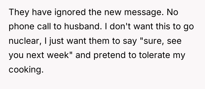 They have ignored the new message. No phone call to...