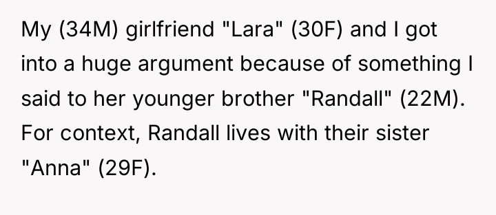 My (34M) girlfriend "Lara" (30F) and I got into a...