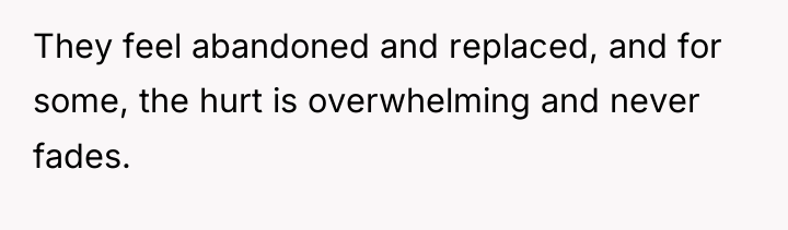 They feel abandoned and replaced, and for some, the hurt...