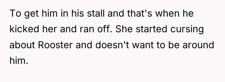 To get him in his stall and that's when he...