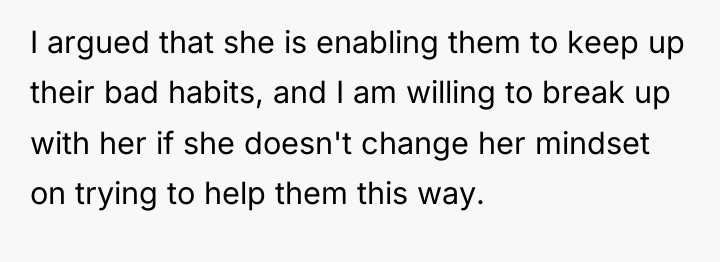 I argued that she is enabling them to keep up...