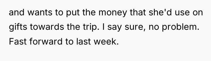 and wants to put the money that she'd use on...