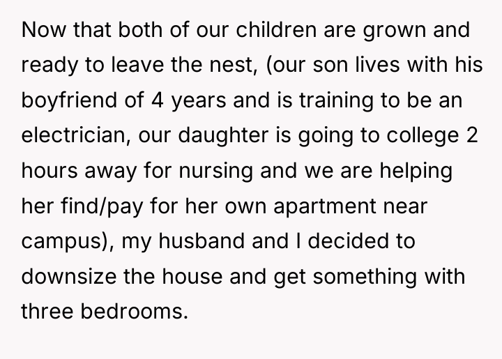 Now that both of our children are grown and ready...