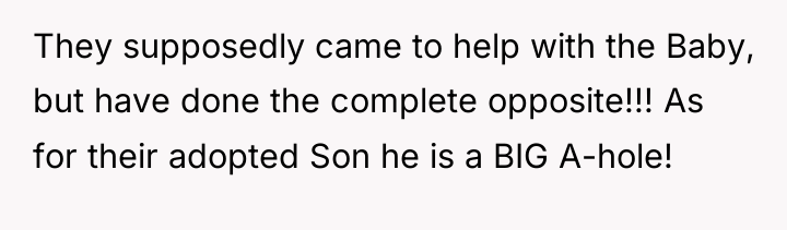 They supposedly came to help with the Baby, but have...