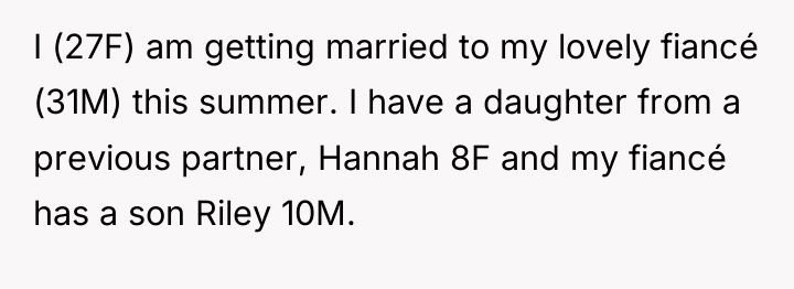 I (27F) am getting married to my lovely fiancé (31M)...