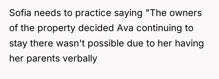 Sofia needs to practice saying "The owners of the property...