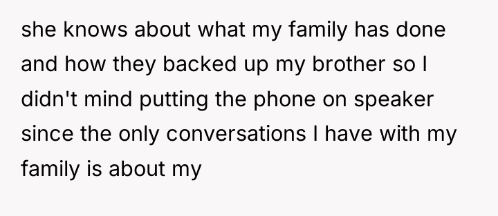 she knows about what my family has done and how...
