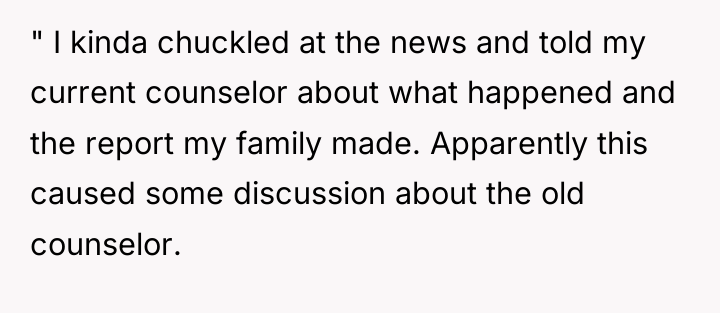 " I kinda chuckled at the news and told my...