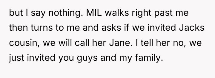 but I say nothing. MIL walks right past me then...