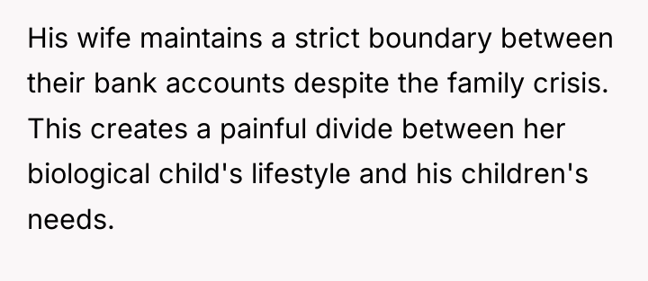 His wife maintains a strict boundary between their bank accounts...