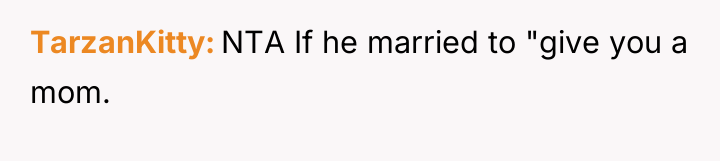 TarzanKitty NTA If he married to "give you a mom.