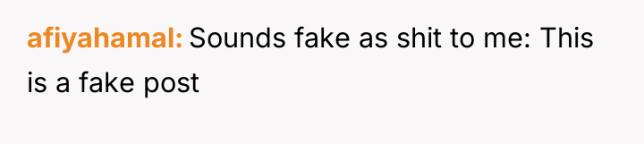 afiyahamal Sounds fake as shit to me: This is a...