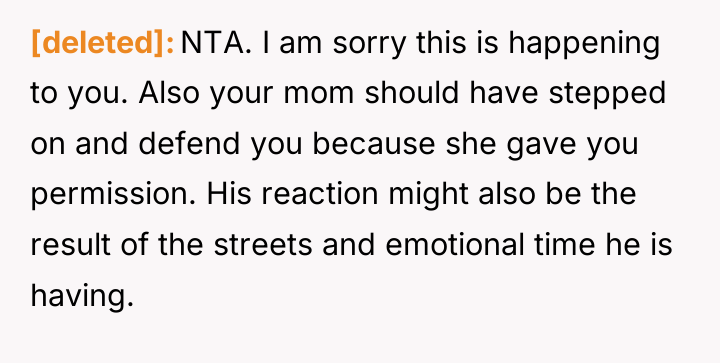 [deleted] NTA. I am sorry this is happening to you....
