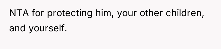 NTA for protecting him, your other children, and yourself.