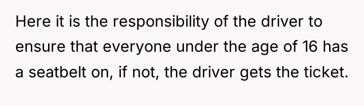 Here it is the responsibility of the driver to ensure...