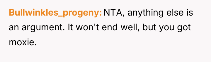 Bullwinkles_progeny NTA, anything else is an argument. It won't end...