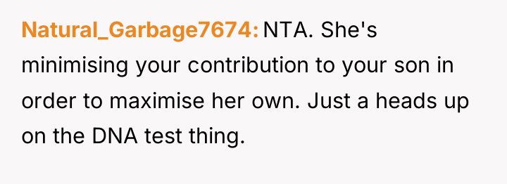 Natural_Garbage7674 NTA. She's minimising your contribution to your son in...