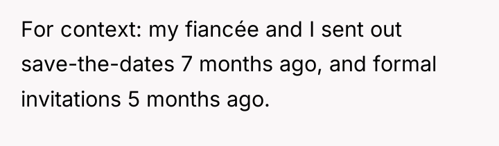 For context: my fiancée and I sent out save-the-dates 7...