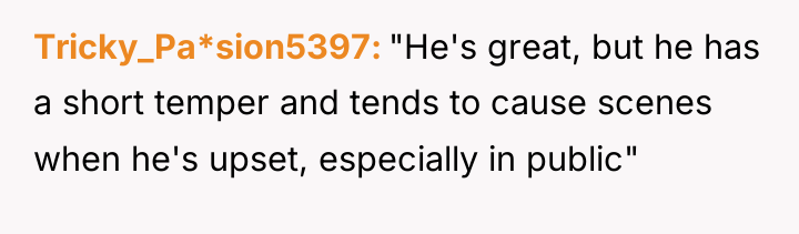 Tricky_Pa*sion5397 "He's great, but he has a short temper and...