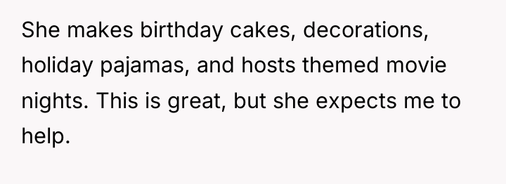 She makes birthday cakes, decorations, holiday pajamas, and hosts themed...