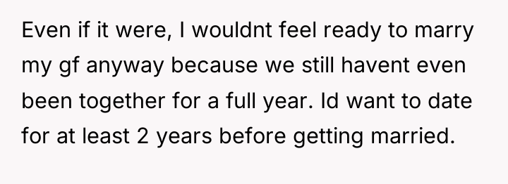 Even if it were, I wouldnt feel ready to marry...