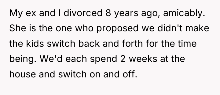 My ex and I divorced 8 years ago, amicably. She...