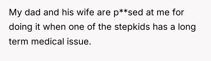 My dad and his wife are p**sed at me for...