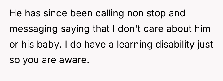 He has since been calling non stop and messaging saying...