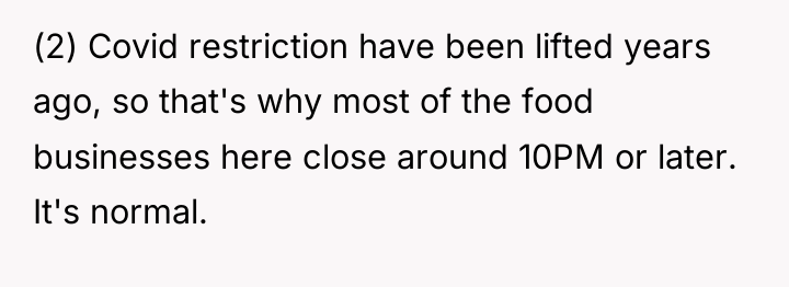 (2) Covid restriction have been lifted years ago, so that's...
