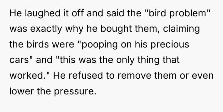 He laughed it off and said the "bird problem" was...