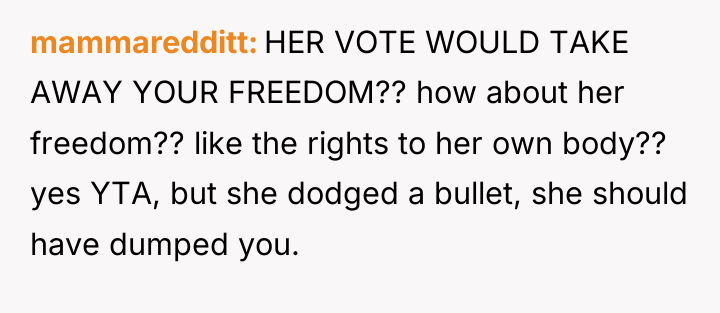 mammaredditt HER VOTE WOULD TAKE AWAY YOUR FREEDOM?? how about...
