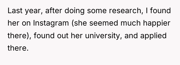 Last year, after doing some research, I found her on...