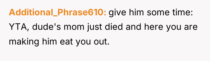 Additional_Phrase610 give him some time: YTA, dude's mom just died...