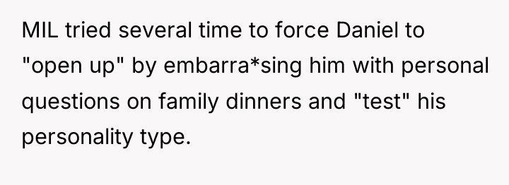 MIL tried several time to force Daniel to "open up"...