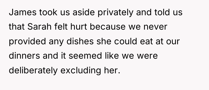 James took us aside privately and told us that Sarah...